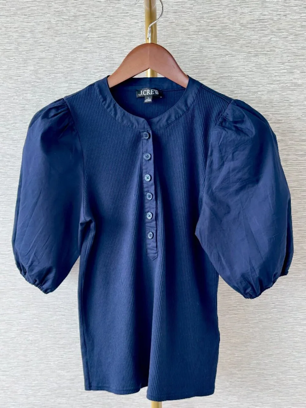 J.Crew Rib Puff-sleeve Shirt - Size S